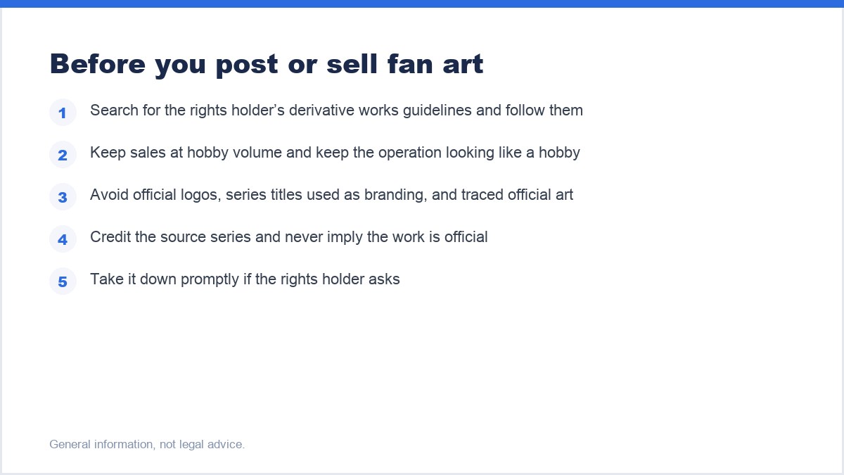 Before you post or sell fan art